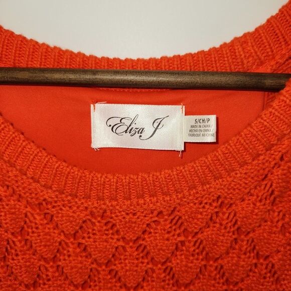 New Eliza J Womens Ora Crochet Knit Midi Dress Sleeveless Orange Size Small - Picture 3 of 5